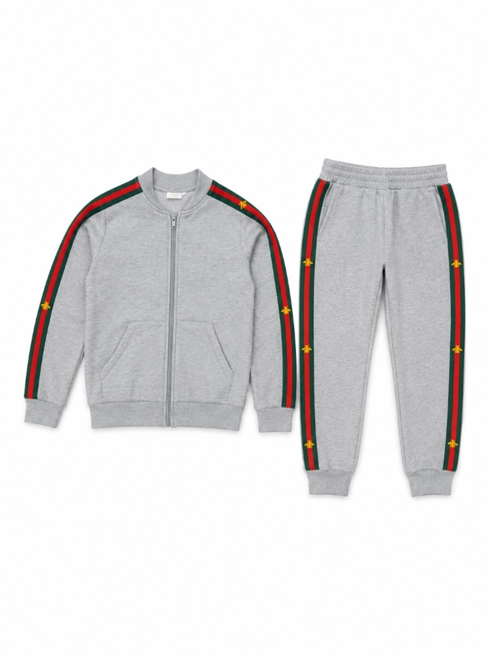 ✨ Designer Inspired UNISEX Kids Gray Stripe Jogger Sweatsuit Set Size 6